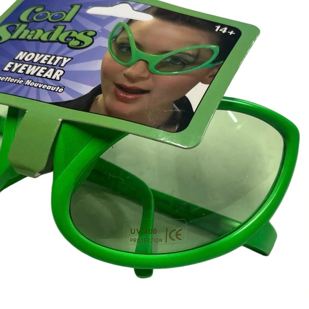 Rubie’s cool shades green novelty eyewear glasses. Costume, prop, Halloween